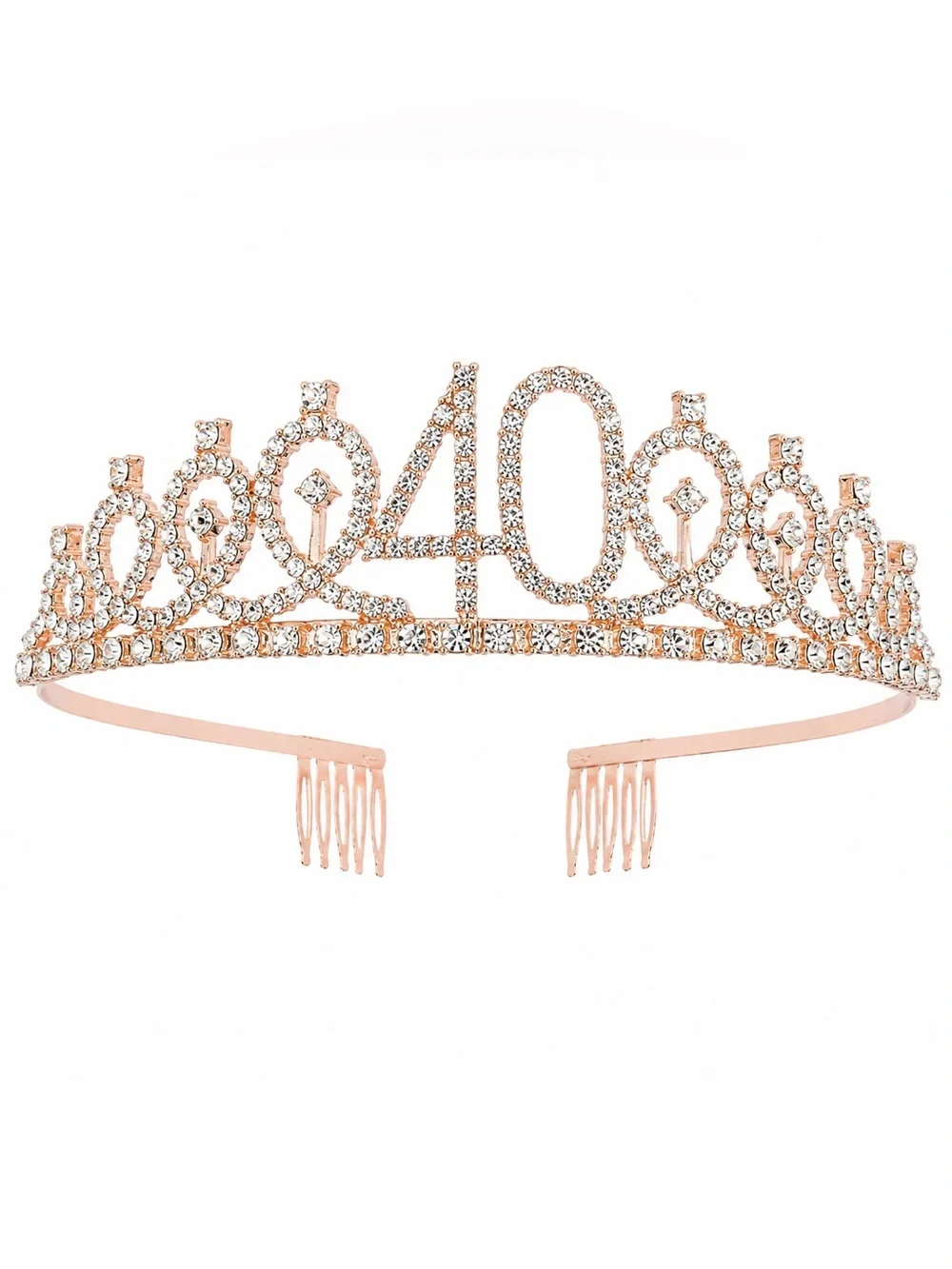 Rose Gold 40 Rhinestone Tiara Headband